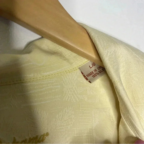 Tommy Bahama Yellow Button Front Silk Hawaiian Shirt Size Large - Picture 3 of 7